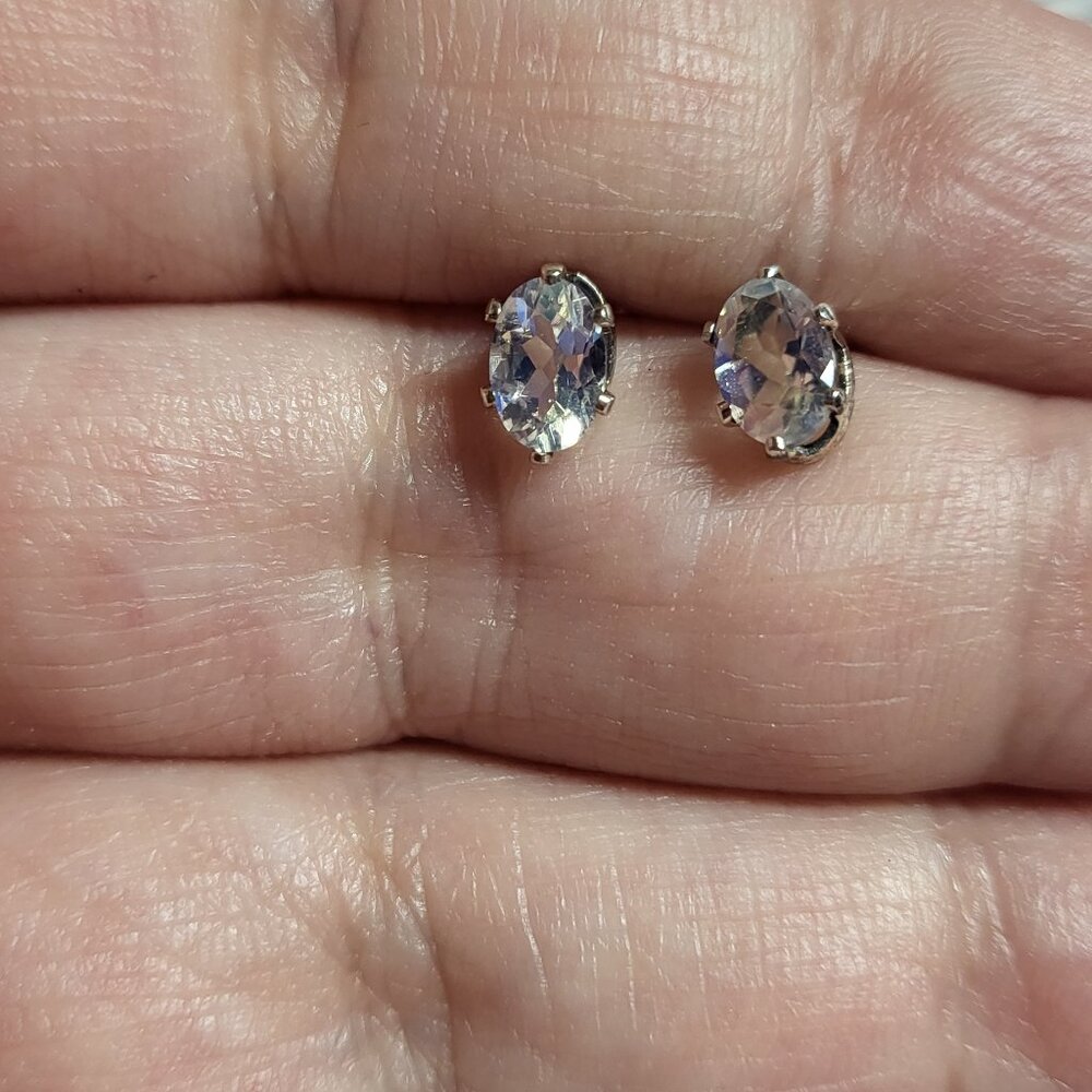 Moonstone Solitaire Sterling Silver Stud Earrings - image 6